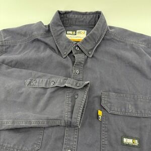Berne Mens 2X-Large FR Flame Resistant HRC2 button shirt Navy Blue Fire Industry